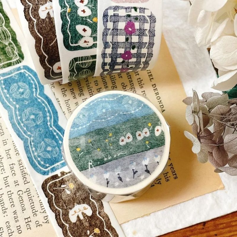 [Pion] 緞帶(Ribbon) ダイカット和紙テープ(剥離紙付き)