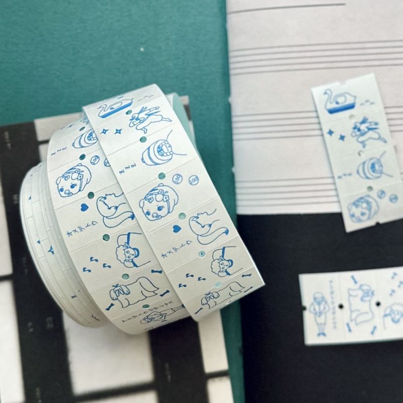 [36 Sublo] 36×水縞 ラベラーロールシール 8図柄 イラスト(弱粘着 再剥離)(約1000枚入)