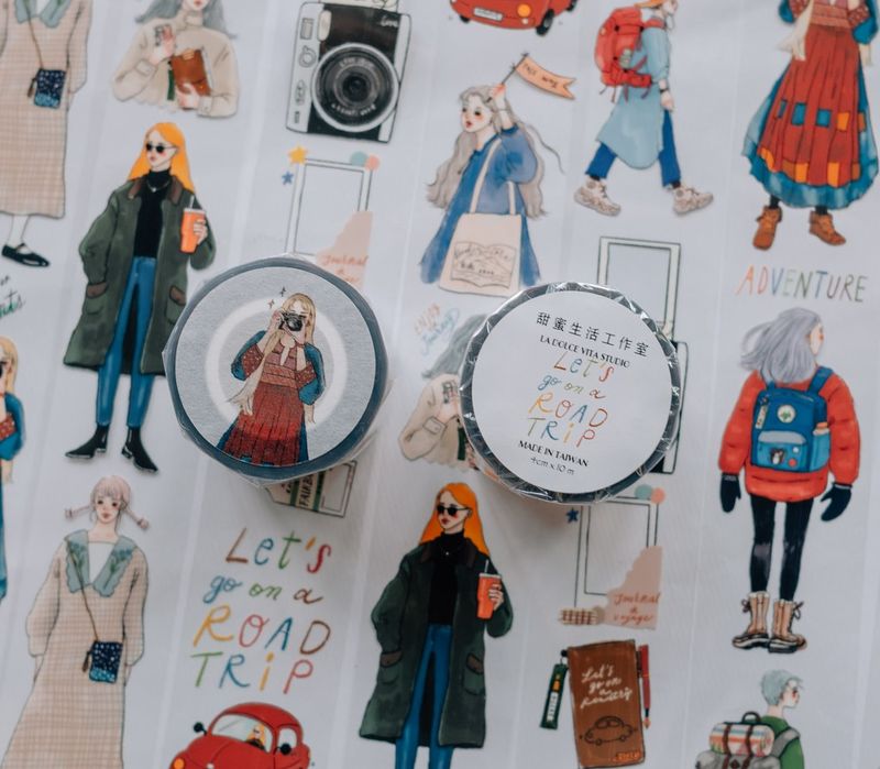 [甜蜜生活 la dolce vita] 環島旅行(Let us go on a road trip) クリアPETテープ(剥離紙付き)