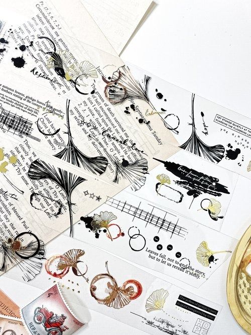 [哈秋HA7UU] 銀杏與漬 箔押しクリアPETテープ(剥離紙付き)