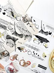 [哈秋HA7UU] 銀杏與漬 箔押しクリアPETテープ(剥離紙付き)