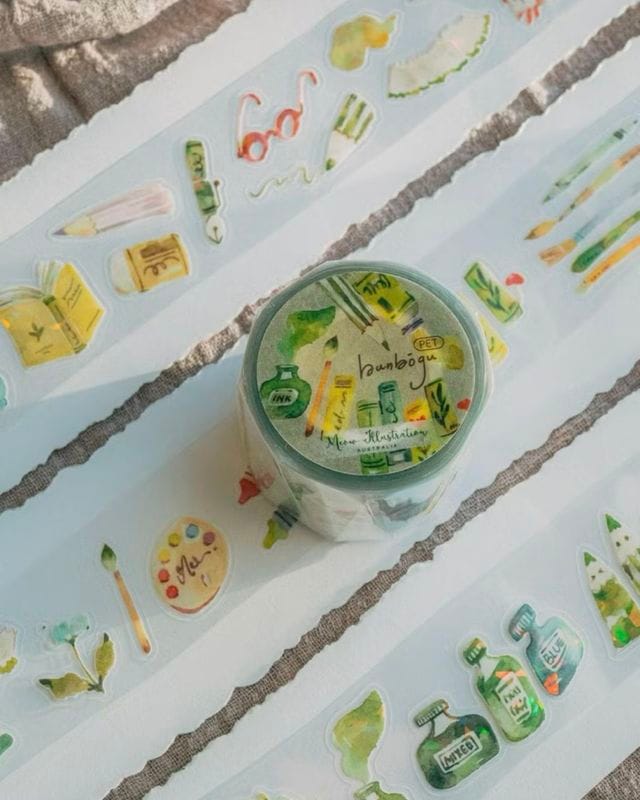 [Meow Illustration] 文房具 ダイカット貝殻光クリアPET/和紙テープ(剥離紙付き) 全2種類