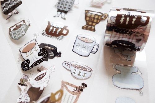 [何包蛋misshoegg] 喝好多杯?稀?汲 箔押しクリアPETテープ(剥離紙付き)