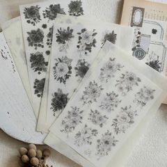 [樂意Loidesign] 黑白海棠 Black & White Begonia 転写シール(3種類各1枚入)