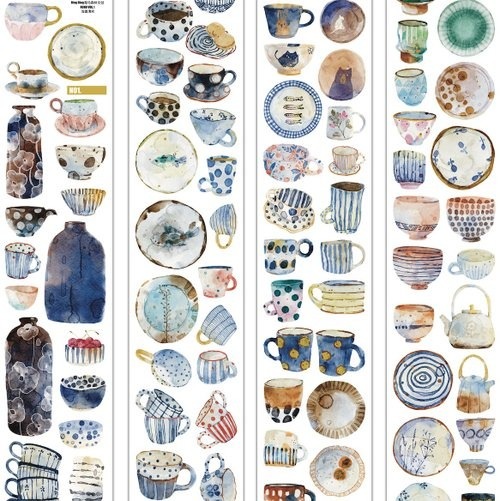 [丁丁DingDing] #N01 浅盞清歓 ダイカットマットPETテープ(剥離紙付き)