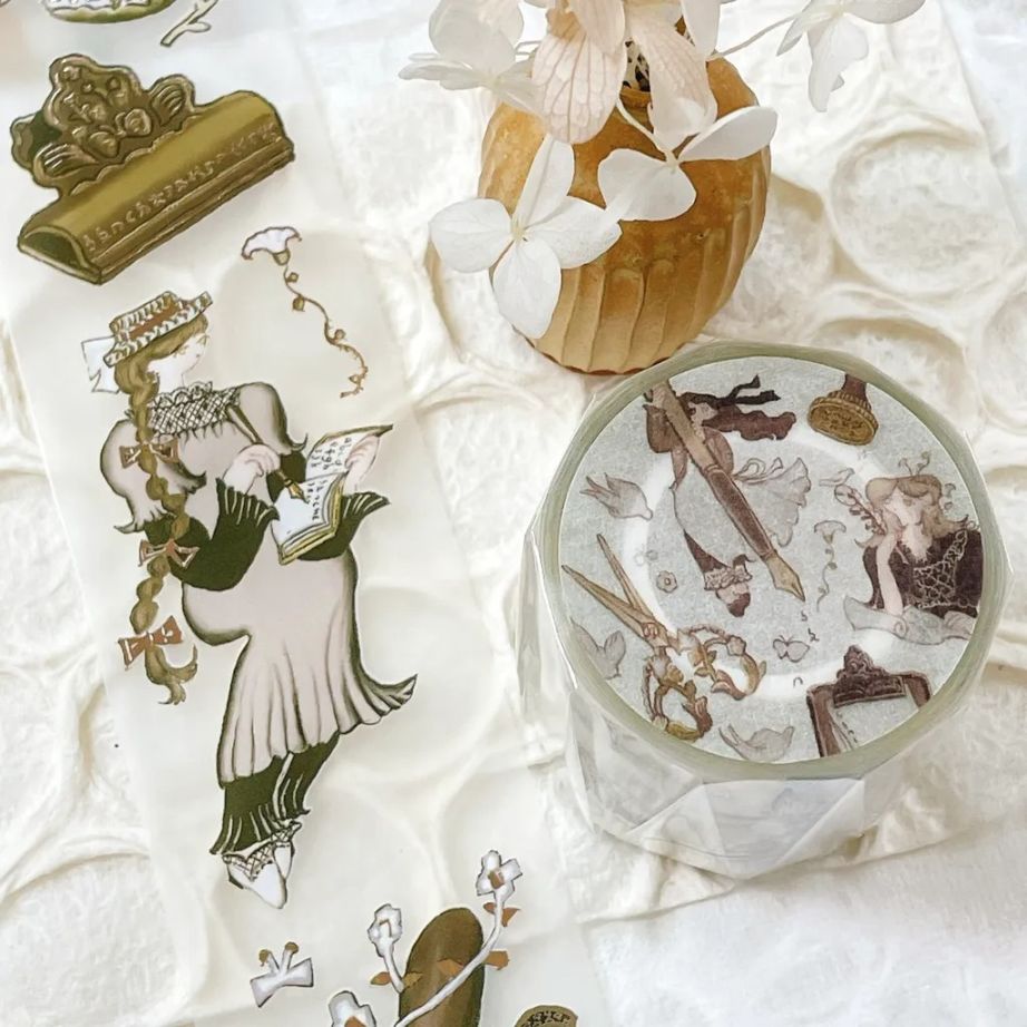 [何包蛋misshoegg x 文具小集] 女孩文具日 箔押しマットPETテープ(剥離紙付き)