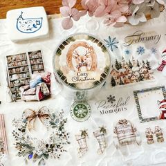 [Journal pages] Cozy Christmas 貝殻光ダイカットマットPETテープ(剥離紙付き)　