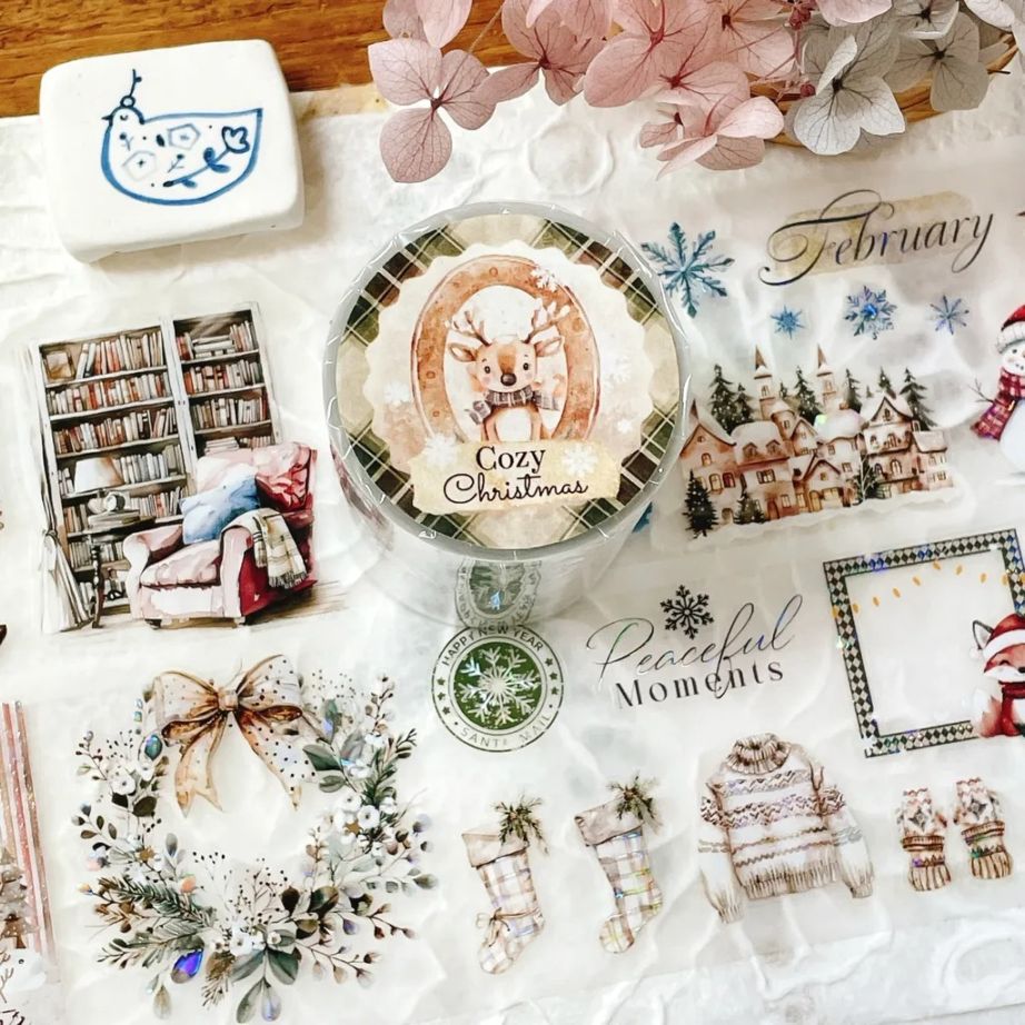 [Journal pages] Cozy Christmas 貝殻光ダイカットマットPETテープ(剥離紙付き)　