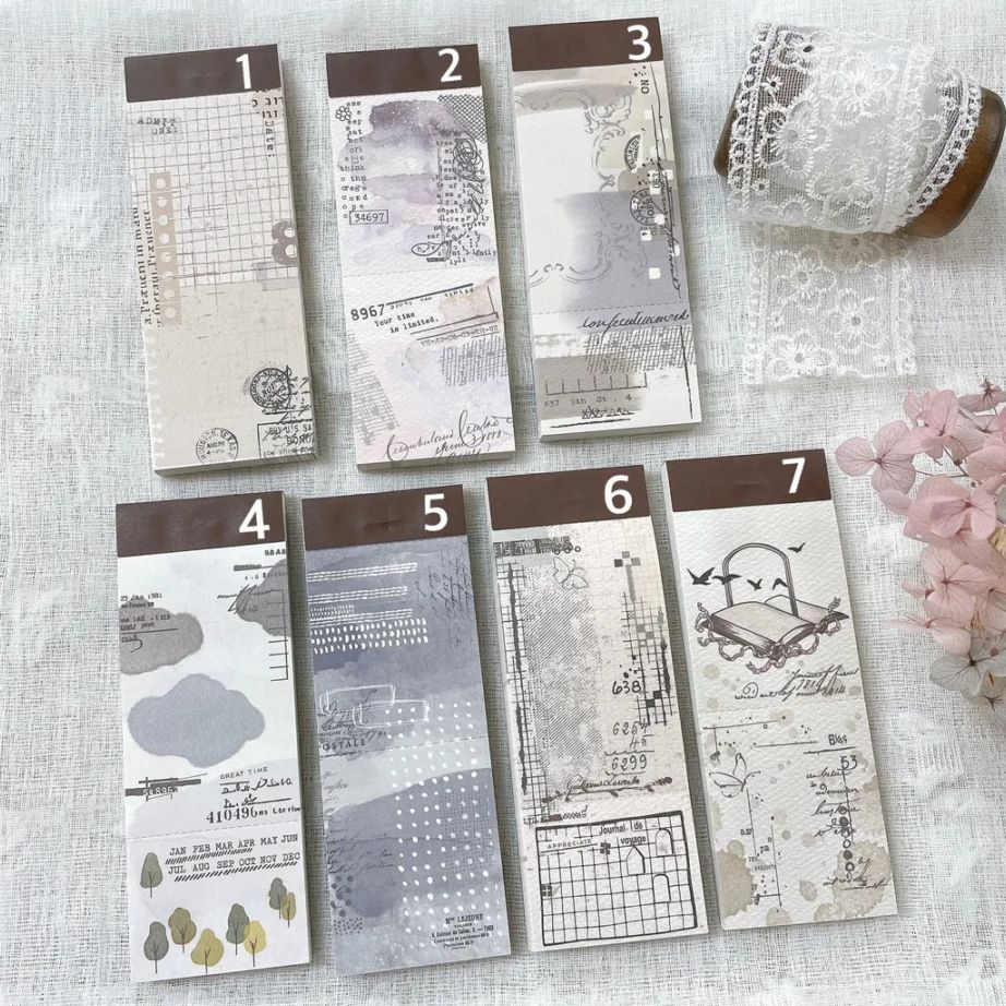[Journal pages] Notepad コラージュ ラベルブック(各50枚入) 全7種類