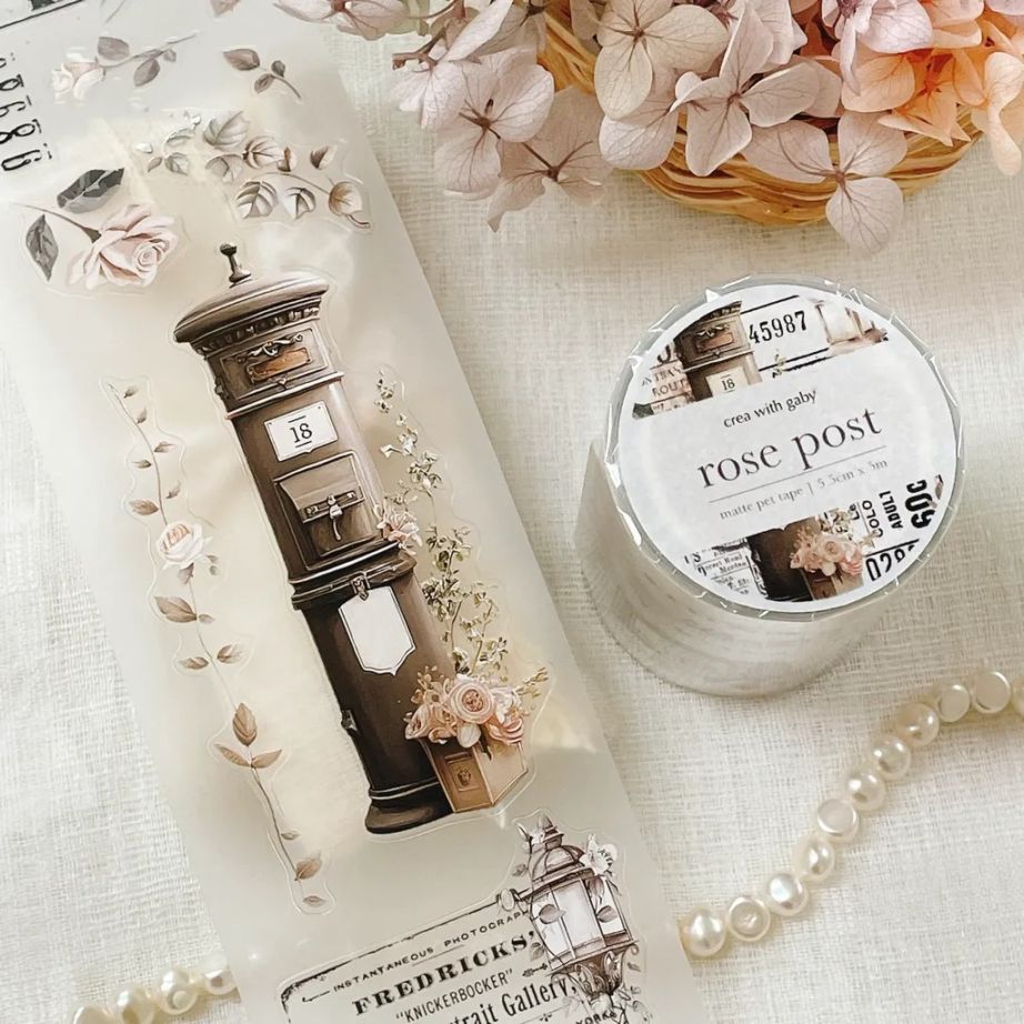 [crea with gaby] Rose post ダイカットマットPETテープ(剥離紙付き)