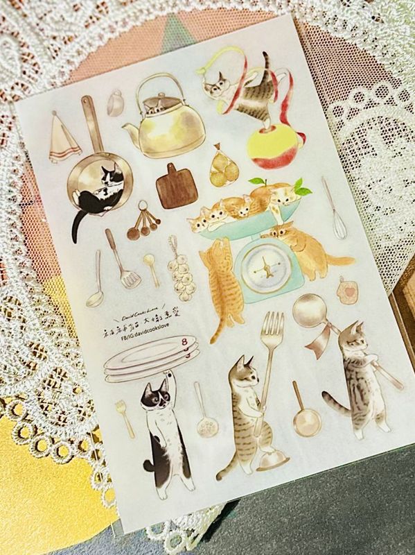 [補補猫・大衛煮愛] 厨房道具 転写シール(1種類2枚入)