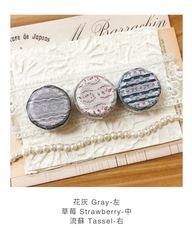 [Pion] Deco tape 花灰 Gray/草莓 Strawberry/流蘇 Tassel 和紙テープ(剥離紙なし) 全3種類