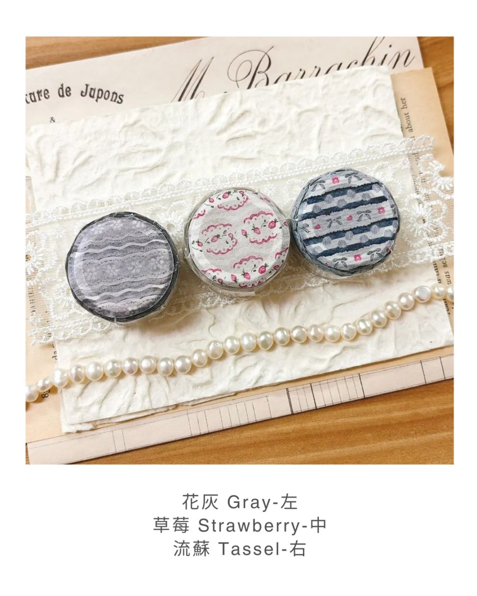 [Pion] Deco tape 花灰 Gray/草莓 Strawberry/流蘇 Tassel 和紙テープ(剥離紙なし) 全3種類