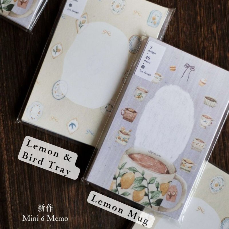 [樂意Loidesign] 檸檬與小鳥盤 Lemon & Bird Tray/檸檬馬克杯 Lemon Mug Mini 6 Memo コラージュ メモ 全2種類