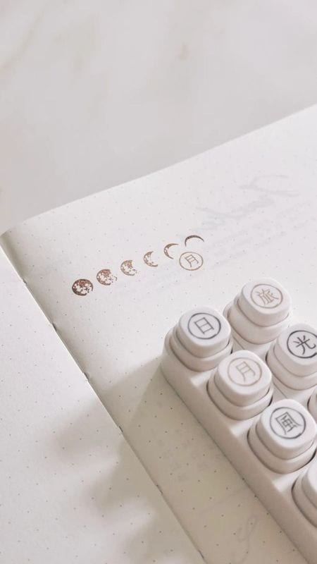 [紙上旅行Traveling on paper] 日 / 月 / 風 / 雨 / 雪 / 花 スタンプセット(6個入)