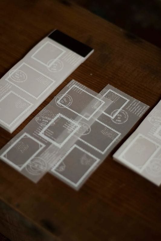 [樂意Loidesign] 郵票採集 Postage Stamp Collection トレーシングペーパーラベルブック(2柄各18枚入)