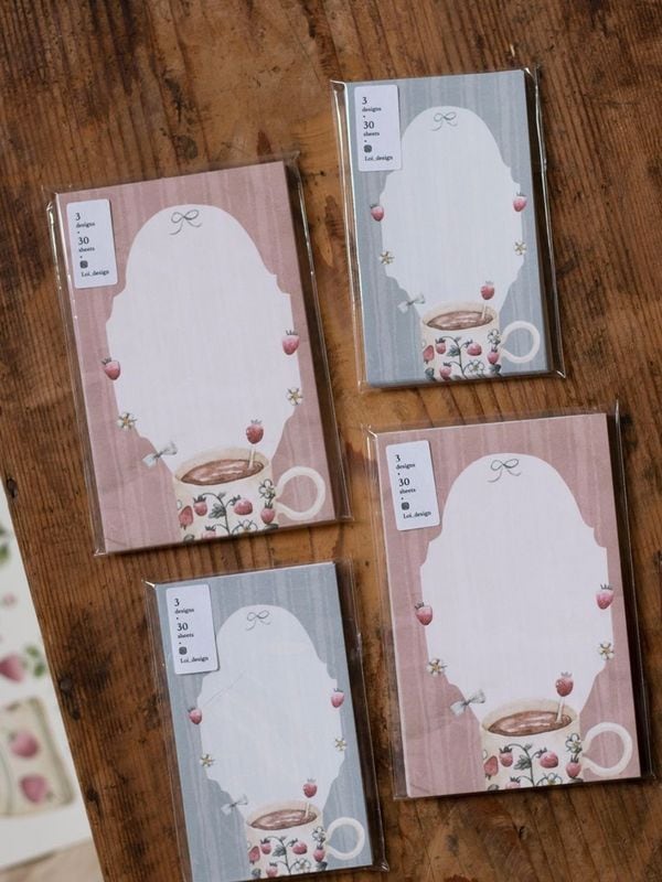 [樂意Loidesign] 草莓午後 Strawberry Afternoon M6/M5 リフィルメモ(両面デザイン、3種類各10枚入) 全2種類
