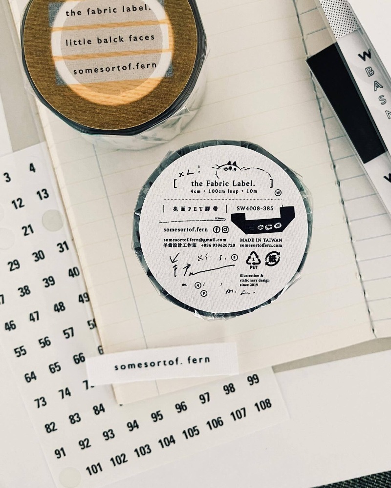 羊君Somesortoffern] the fabric label. クリアPETテープ(剥離紙付き