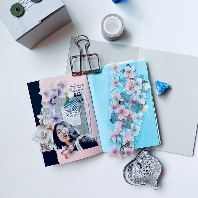 [樂意Loidesign]片花-繍球花瓣 Hydrangea Petals アジサイ花びら柄 クリアPETタイプ(箔押し、剥離紙付き)