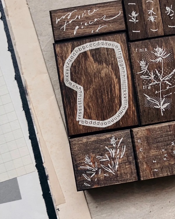 [羊君Somesortoffern] Letters & Blooms 木製スタンプ 全6種類