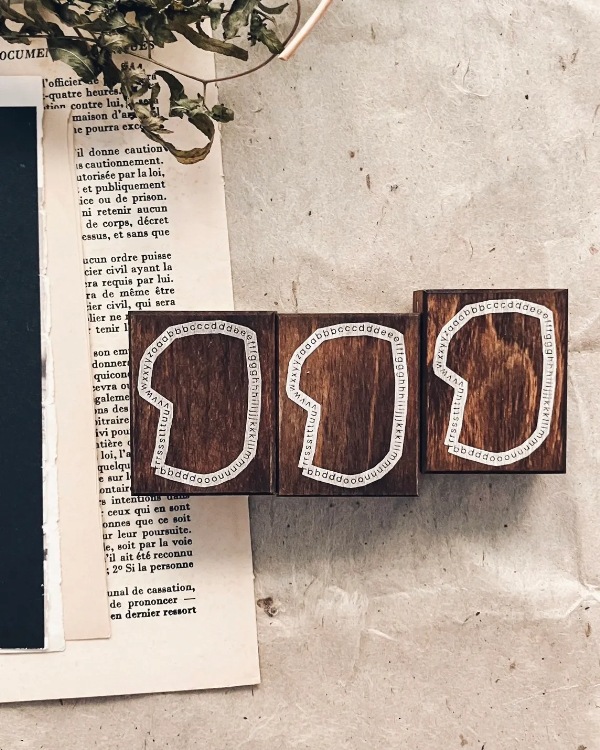 [羊君Somesortoffern] Letters & Blooms 木製スタンプ 全6種類