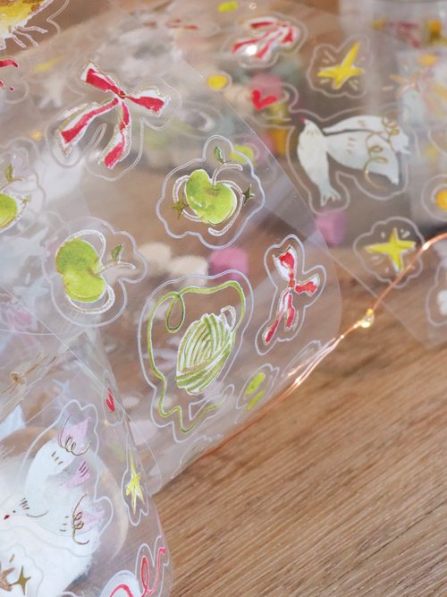 ★数量限定SALE★[Meow Illustration] 星空與猫 The Starry Night ダイカット箔押クリアPETテープ(剥離紙付き)