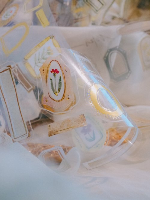 ★数量限定SALE★[Meow Illustration] 框與花 FRAMES ダイカット箔押PETテープ(剥離紙付き)