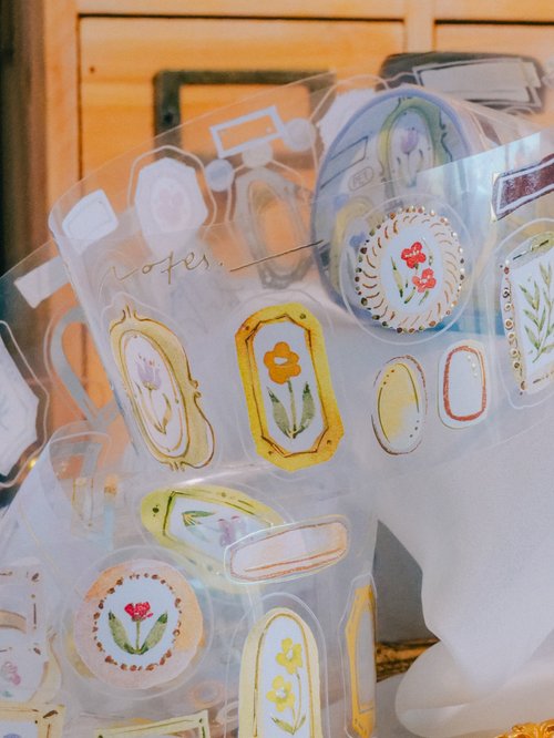 ★数量限定SALE★[Meow Illustration] 框與花 FRAMES ダイカット箔押PETテープ(剥離紙付き)