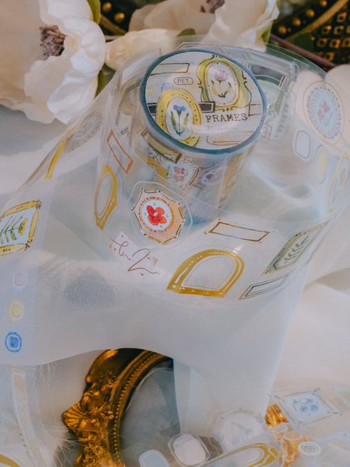 ★数量限定SALE★[Meow Illustration] 框與花 FRAMES ダイカット箔押PETテープ(剥離紙付き)