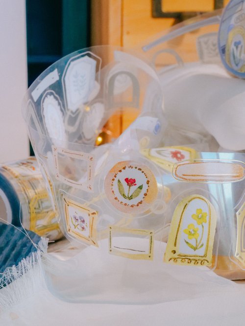 ★数量限定SALE★[Meow Illustration] 框與花 FRAMES ダイカット箔押PETテープ(剥離紙付き)