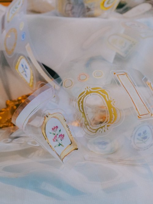 ★数量限定SALE★[Meow Illustration] 框與花 FRAMES ダイカット箔押PETテープ(剥離紙付き)