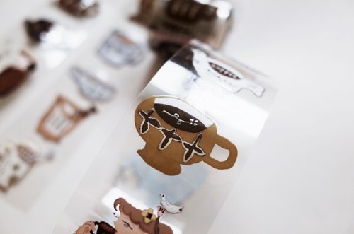 [何包蛋misshoegg] 喝好多杯?稀?汲 箔押しクリアPETテープ(剥離紙付き)