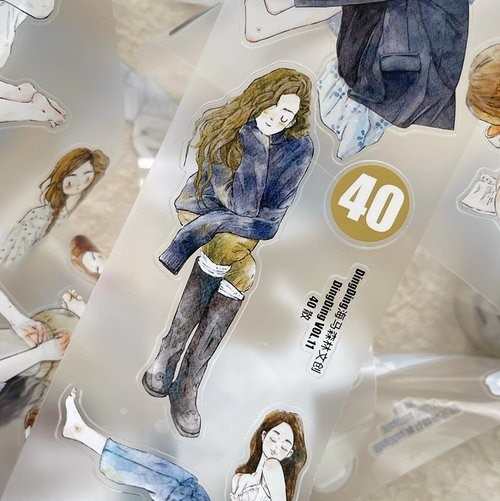 丁丁DingDing] #40 散 ダイカットクリアPETテープ(剥離紙付き