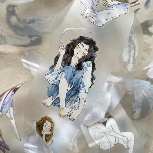 丁丁DingDing] #40 散 ダイカットクリアPETテープ(剥離紙付き