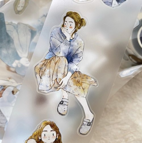 dingding様 PETテープ 人物 丁丁DingDing] #40 散 ダイカットクリアPETテープ(剥離紙付き