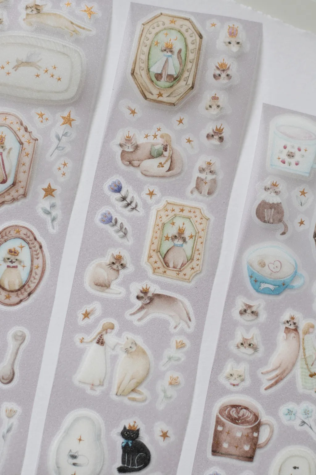 J122＃风笛与赞美诗(PET)小森林切り売り海外人物マステ女の子 樂意Loidesign] 森林女巫與貓 Forest Witch & Cats ダイカット箔押し
