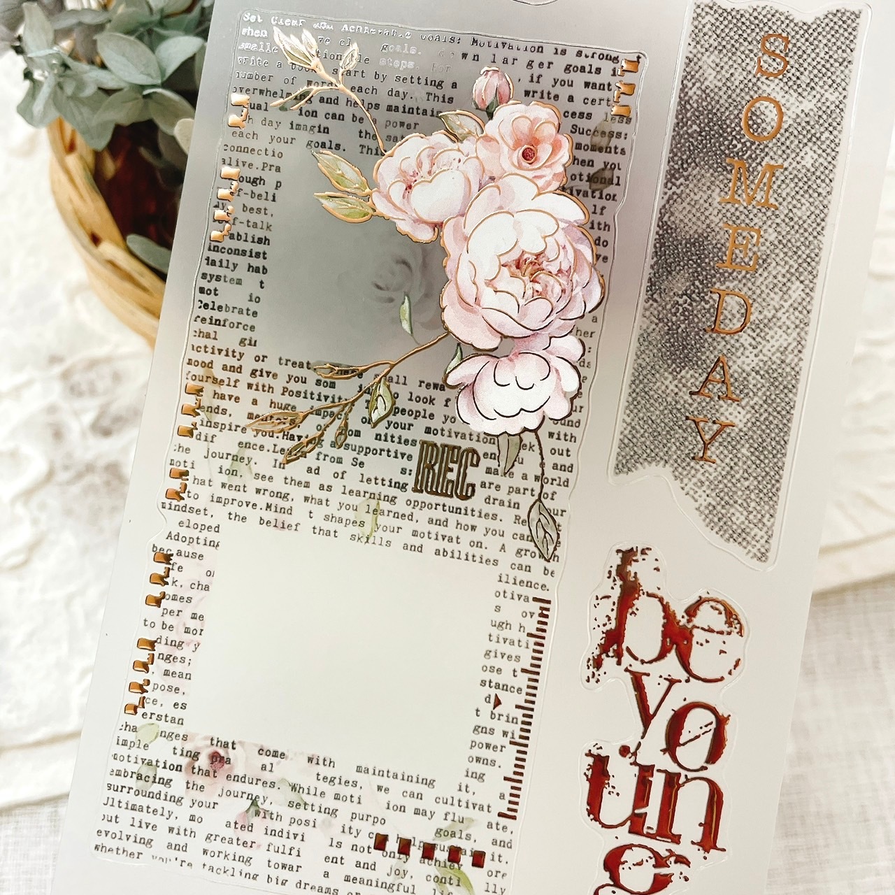 [Journal pages]Dear bloom 箔押し/水晶 ダイカットマットPETテープ(剥離紙付き)　