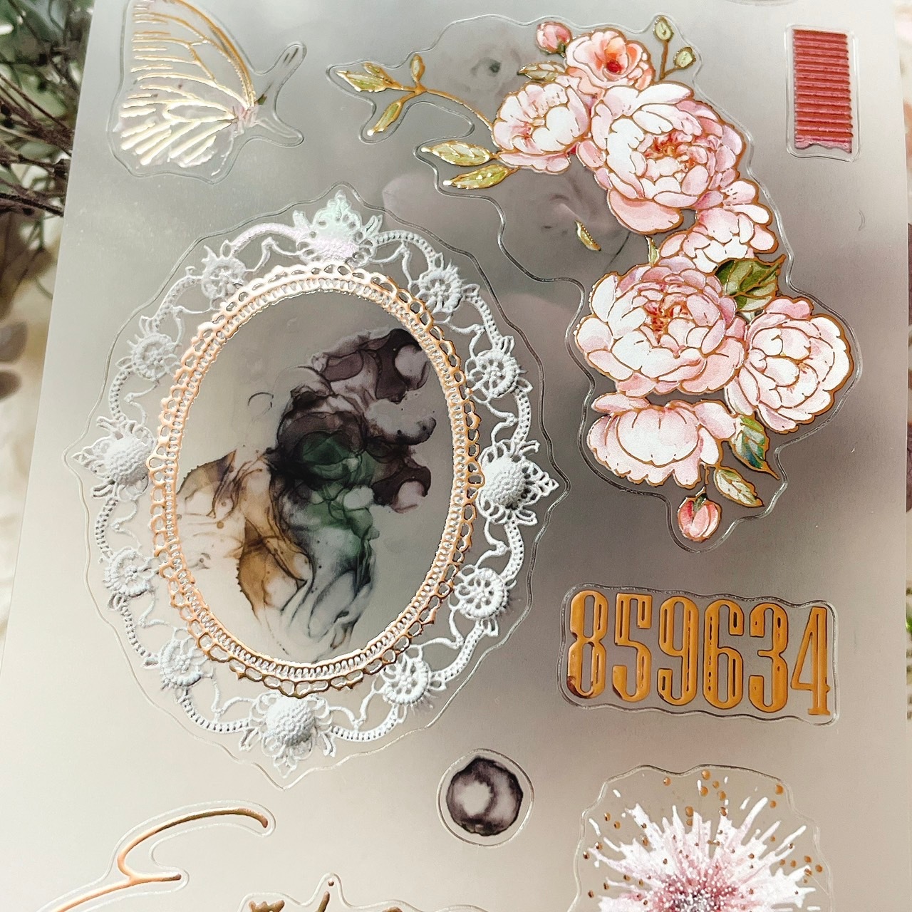 [Journal pages]Dear bloom 箔押し/水晶 ダイカットマットPETテープ(剥離紙付き)　