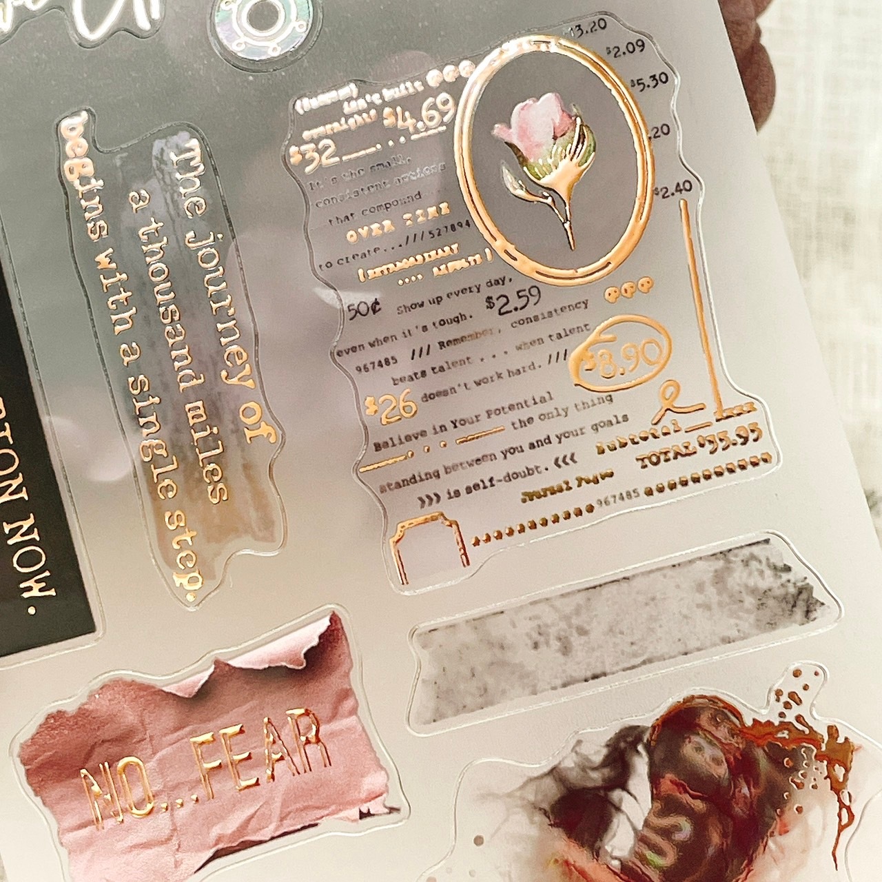 [Journal pages]Dear bloom 箔押し/水晶 ダイカットマットPETテープ(剥離紙付き)　