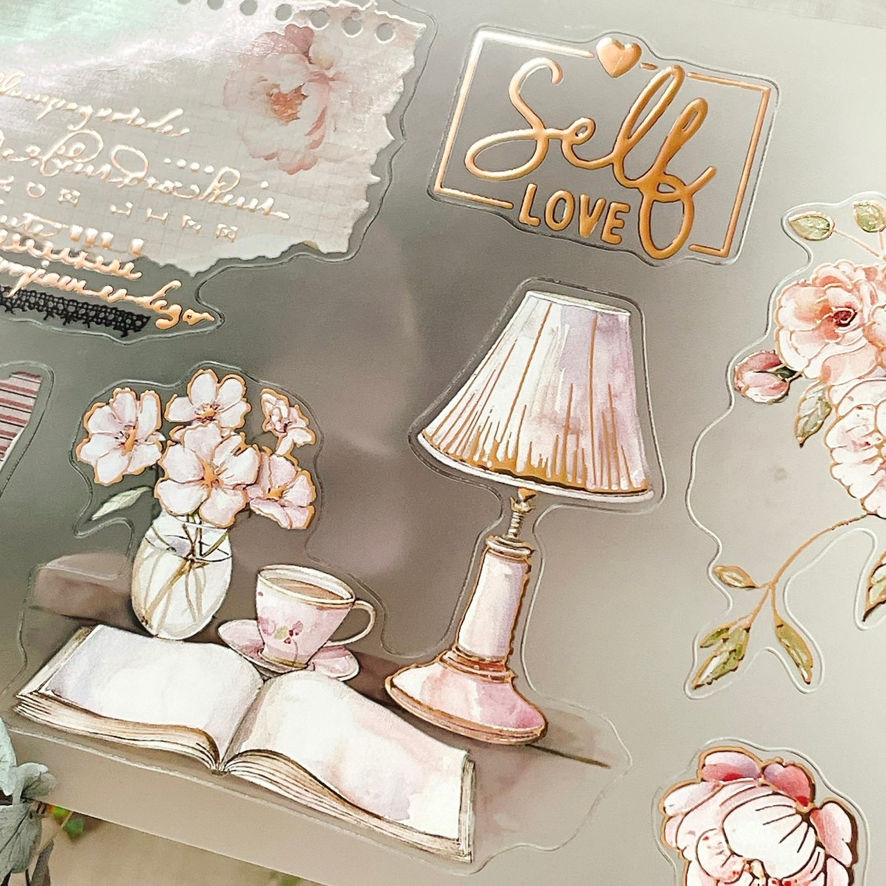 [Journal pages]Dear bloom 箔押し/水晶 ダイカットマットPETテープ(剥離紙付き)　