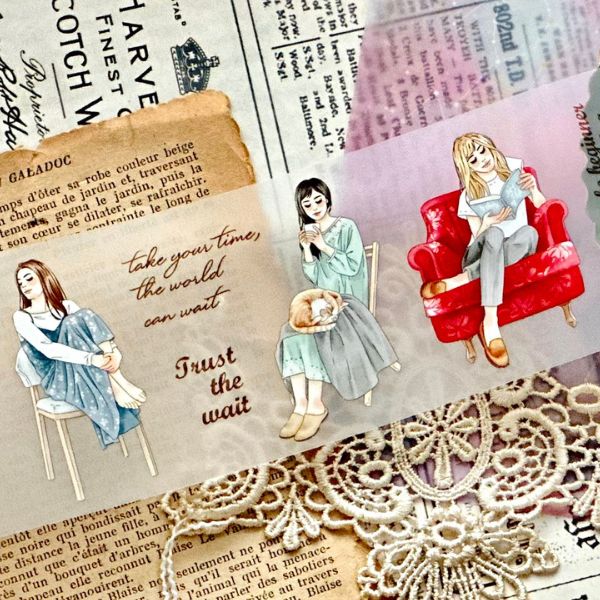 [Windry R]Windry R.  x Journal pages ~ A Step Back マットPETテープ(剥離紙付き) 台湾マスキングテープ 海外マスキングテープ  海外 マスキングテープ