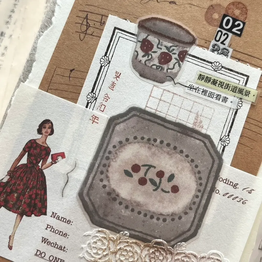 [微瘋畫室Breezy Studio]  お食器屋さん-盤子(プレート) マットPETテープ(剥離紙付き)