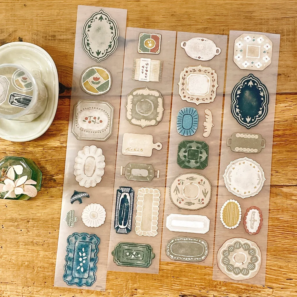 [微瘋畫室Breezy Studio]  お食器屋さん-盤子(プレート) マットPETテープ(剥離紙付き)