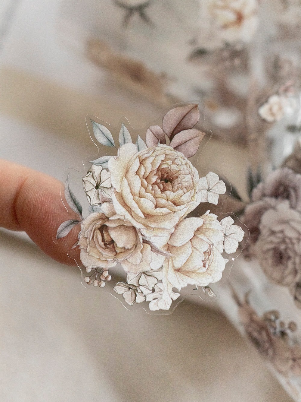 [樂意Loidesign] 燼花 - 玫瑰 ダイカットクリアPETテープ(剥離紙付き)