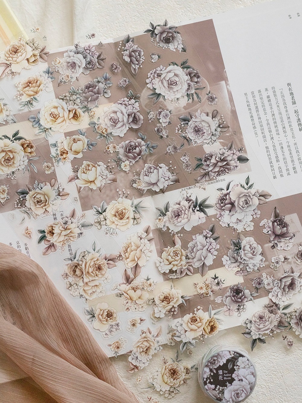 [樂意Loidesign] 燼花 - 玫瑰 ダイカットクリアPETテープ(剥離紙付き)