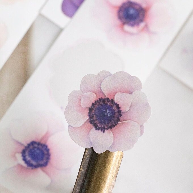 樂意Loidesign]銀蓮花(Anemone) アネモネ柄 ダイカット紙テープ(剥離紙