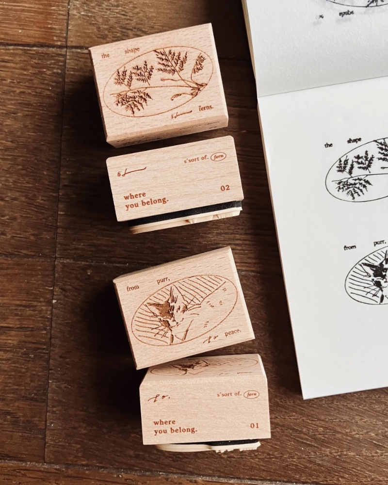 [羊君Somesortoffern] 猫 from purr to peace / 蕨 the shape of ferns スタンプ 