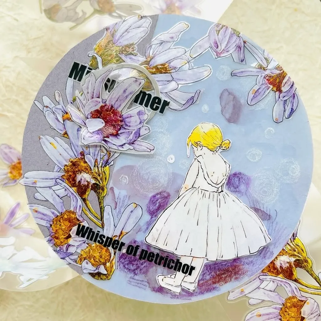 [丁丁DingDing] A41 野紫菊 ダイカットマットPETテープ(剥離紙付き)