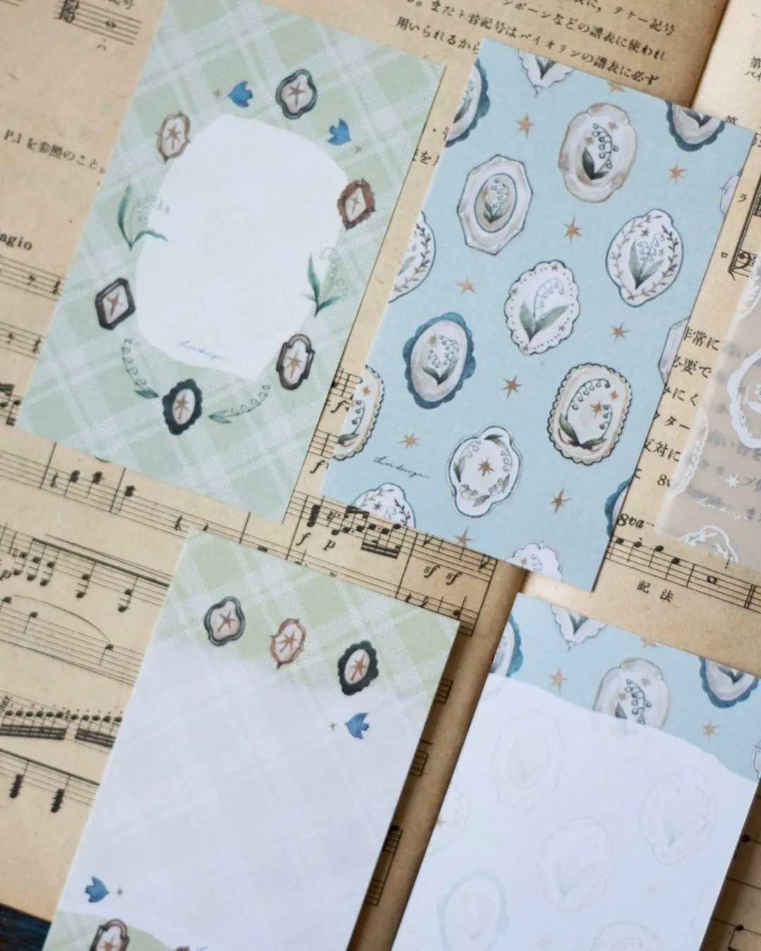 [樂意Loidesign] 採集鈴蘭 - 花盤 Floral Plate - M6/M5 Memo コラージュ メモ(3種類各10枚入) 全2種類