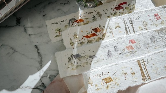 [Meow Illustration] 冷色小房子 Cool Little House 和紙テープ(剥離紙付き)